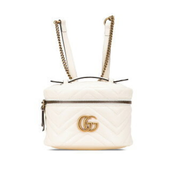 Gucci GG Marmont Backpack Vanity Bag White Leather - Picture 1 of 8